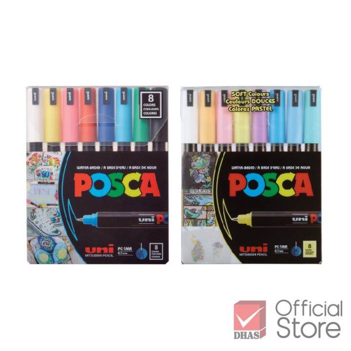 Uni ปากกา ปากกามาร์คเกอร์ Posca PC-1MR 8 สี จำนวน 1 เซต | Lazada.co.th