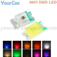 100ชิ้น0603 LED แบบ SMD สีส้มสีแดงสีเหลืองสีเขียวลูกปัดสีขาวสีม่วงสีฟ้าสีชมพูไดโอดเปล่งแสงใสไดโอดชิ้นส่วนวงจรไฟฟ้า