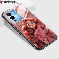 Jizetin เคสใส่โทรศัพท์กระจกสำหรับ Infinix Note 12 G88โน๊ต12 G96 X663 3D กันตกลายยิ้มกระจกเทมเปอร์ชุดเจ้าหญิง