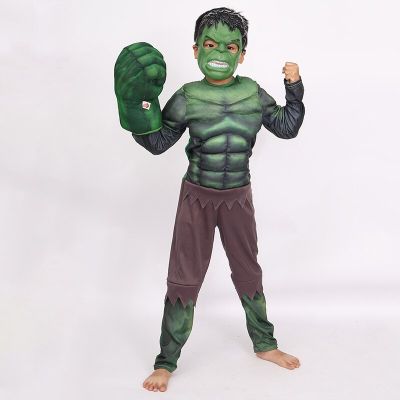 Marvel Hulk Costumes Green Hulking With Mask Costume Muscle Superhero Halloween Costume For Kids Boys Childrens Day Gift