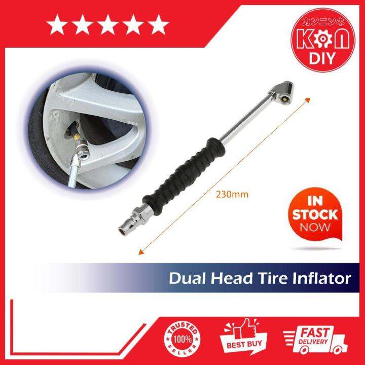 Car Auto Air Pump Tire Nozzle Quick Connector Kit Dual Head Chuck Valve