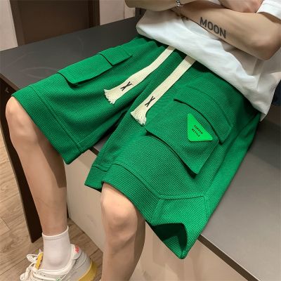 2023 Spring Mens Shorts Korean Fashion Green Shorts Harajuku High Street Mens Clothing Casual Shorts At Home Streetwear Pants