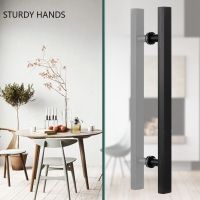 ☒ 1set Glass Door Handle Stainless Steel Square Tube Door Knob Bathroom Sliding Glass /wooden Door Matte Black Door Handle