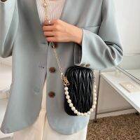 [กระเป๋าแฟชั่นร้อน688] Bolso De Hombro Con Cadena De Perlas Para Mójer Bolzado De Cuero PU Tarjetero Bolso De Mensajero Para Teléfono Móbilletera Con Mallera Nuevo