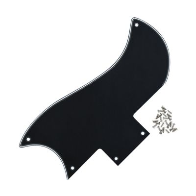 FLEOR SG Pickguard ปิคการ์ดกีตาร์รอยขีดข่วนแผ้นสีดำ3Ply พร้อมสกรูสำหรับ SG 61 RI ชิ้นส่วนกีตาร์