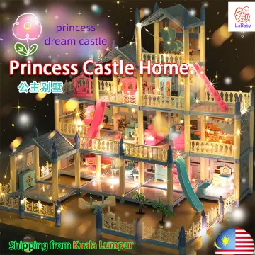 Princess Big Villa DIY Dollhouse Doll House Castle DIY Dollhouse Assembled  Set Pretend Play Toys Birthday Gifts