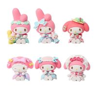 My Melody Kawaii Tea Party Desktop Collectible Model Action Figures Kids Toy Christmas Gifts Cake Home Decoration PVC DIY Doll