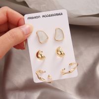 17KM 6pcsset Korean Colorful Geometric Stud Earrings Fashion Gold Earring Women Jewelry Accessories