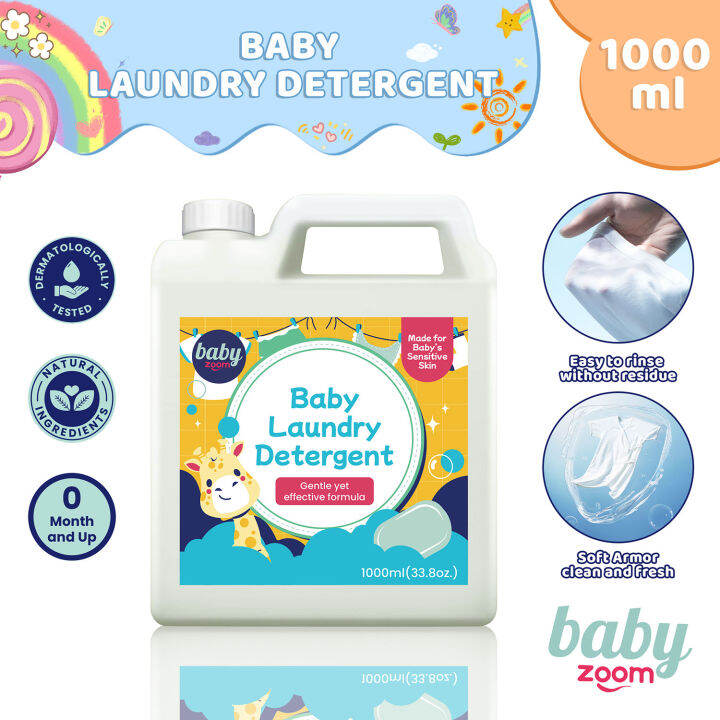 BabyZoom Baby Laundry Liquid Detergent 1000ml Gentle yet Effective Formula Antibacterial for