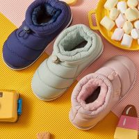 2022 Children 39;s Winter New Warm Plush Cotton Slippers Kids Soft-soled Non-slip Outdoor Shoes Home Floor Shoes for Boys Girls