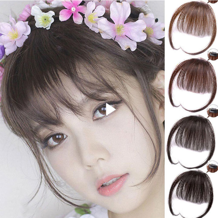 Ready Stocks Female Wig Hair True Hair Thin Neat Air Bangs Fake Hair  Seamless Clips In Front Fringe Girls Hairpiece ZenababyShop 
