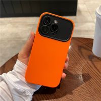 Contrast Color Camera Large Window Phone Case For iPhone 11 12 13 14 Pro Max Plus Fashion Skin Feel Silicone Shockproof Cover