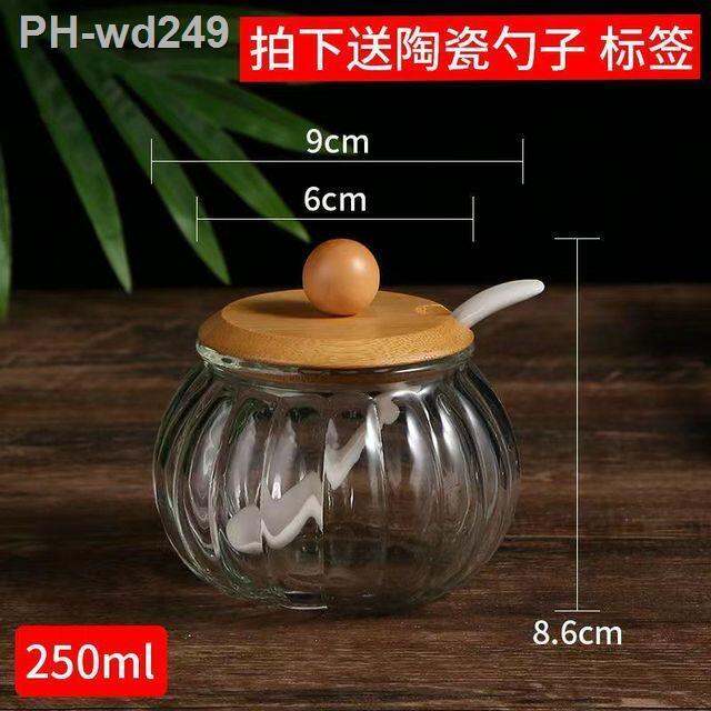 kitchenware-glass-condiment-bottle-with-lip-and-spoon-salt-tank-receiving-box-combination-condiment-bottle-condiment-bottle-set