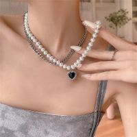 IFMIA New Vintage Link Chain Heart Pendant Necklace Female Women 39;s 2022 Fashion Pearl Necklace for Woman Jewelry Gift