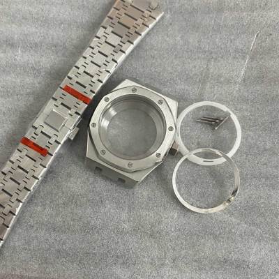 41Mm Watch Case + Steel Band + Inner Shadow Circle Sapphire Glass Mirror Watch Accessory Set For NH35/ NH36/ 4R36 Movement