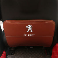 2PCS New Peugeot logo Rear seat back Anti-Kick Pad Environmentally friendly leather Anti-dirty protection mat Universal