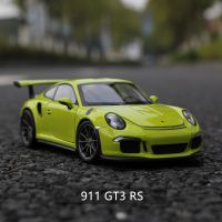 โมเดลรถโลหะผสมรถสีเขียวยี่ห้อ Porsche 911 GT3โมเดลของเล่นเด็กหล่อของขวัญของสะสม