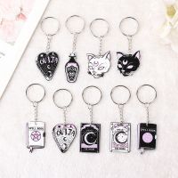 [HOT T] 1Pc แม่มด Tarot พวงกุญแจ Punk อะคริลิคกระจกรถยนต์พวงกุญแจกระเป๋าถือ Cat Moon Card Spell Girl วันเกิด Gift