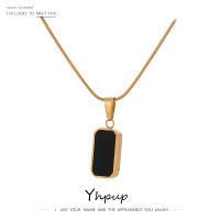 Yhpup Double-Sided Black White Enamel Natural Shell Pendant Necklace for Women Stainless Steel Metal Choker Temperament Gift-iotc29 mall