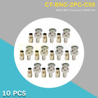 หัว BNC-2PC Connector CRIMP-ON แบบบีบ สำหรับเข้าหัวสาย RG-6  CCTV  10 ชิ้น