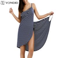 ⊕✈ Bad Handtuch Bademantel Gestreiften Strand Kleid Schnelle Trockenen Wrap Frauen Bad handtücher Sling Kleidung robe de plage strand kleid Urlaub schwimmen