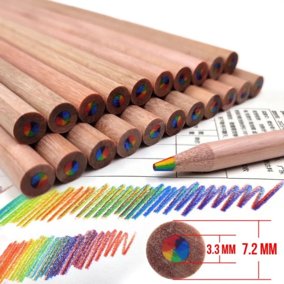 12pcs Rainbow Colored Pencil Creative 4 in 1 Pencil lead