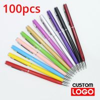 100 Pcs Student Metal Ballpoint Pen Office School Advertising Pen Free Custom LOGO Text Engraving Wholesale Gift Pen Pens