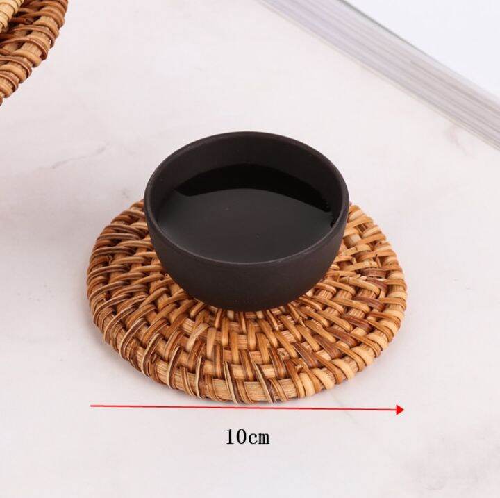 10cm-handcrafted-woven-rattan-coaster-multi-use-heat-insulation-anti-scald-round-tea-cup-mat-pot-cushion-pad-with-holder