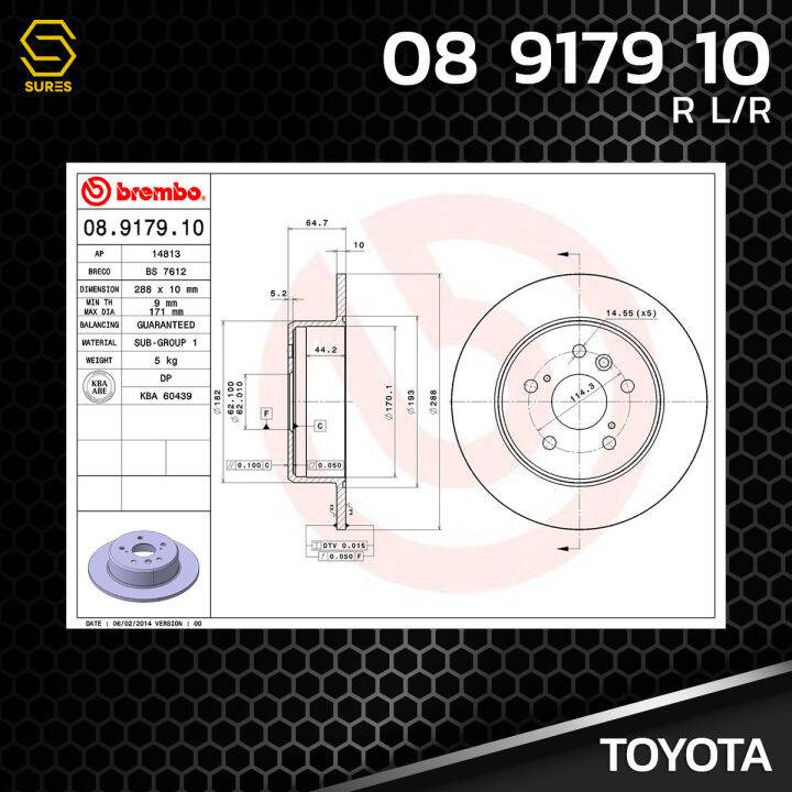 brembo-จานเบรค-หลัง-toyota-camry-acv30-02-06-std-ตรงรุ่น-08-9179-10-จาน-ดีส-ดรัม-เบรค-เบรก-เบรมโบ้-แท้-100-โตโยต้า-แคมรี่-4243133030-bendix-runstop-trw