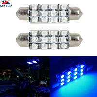 KEYECU 2ชิ้น12โวลต์41มิลลิเมตรพู่ห้อย1210 3528 12-SMD LED แผนที่โดมมหาดไทยหลอดไฟ (สีฟ้า)