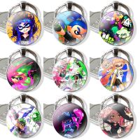 【LZ】☜✼  Handmade vidro cabochão chaveiro Splatoon Cartoon pingente de design criativo carro chaveiro moda