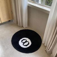 No.8 Floor Mat Carpet For Bedroom Comfortable Lounge Black Flocked Simple Room Area For Living Round Carpets Carpet W2P1