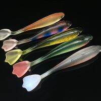 T Tail Soft Fish Bait Fishing Lure 9cm/5g Back Groove Rainbow PVC Artificial Lures Baits 5 Pieces/Lot