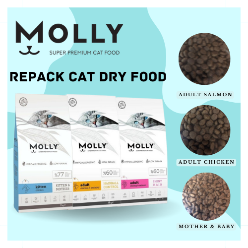【REPACK 1KG】MOLLY Cat Food Dry Food 1KG Makanan Kucing Lazada