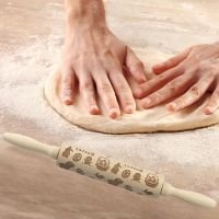 Easter Embossing Rolling Pin Baking Cookies Noodle Biscuit Fondant Cake Dough Engraved Roller Kitchen Tools