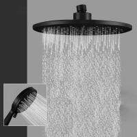 【LZ】☑™  Estilo nórdico Preto Redondo ABS Top Spray de Pintura Spray De Três velocidades Cabeça De Chuveiro Pressurizado Top Spray Shower Set Torneira Do Banheiro