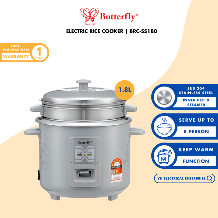 Butterfly 1.8L Stainless Steel Electric Rice Cooker BRCSS180 Lazada