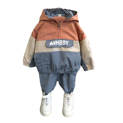 new Toddler Boys Clothing Set spring autumn Children Sports Hooded Clothes Sets Baby Boy Splice Shirts Pants Clothes Suits 2-8Y