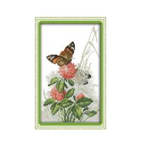 Butterflies over flowers (10) cross stitch kit 14ct 11ct count pre printed canvas cotton embroidery DIY handmade needlework plus