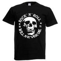 เสื้อยืดแขนสั้น พิมพ์ลายหัวกะโหลก Rock`N`Roll Skull Totenkopf สไตล์พังก์ร็อค สําหรับผู้ชาย  70EH