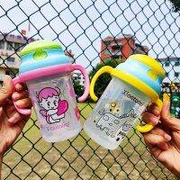 (สินค้าคุณภาพ ส่งจากไทย) เด็กเรียนรู้ขวดน้ำดื่มให้อาหารถ้วย Sippy ที่มีด้ามจับทารกแรกเกิดเด็กน่ารักการ์ตูนรั่วซึมถ้วย