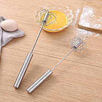 KJT ตะกร้อตีไข่ ที่ตีฟองกึ่งอัตโนมัติแบบมือกด อุปกรณ์ผสมอาหาร Push Down Whisk