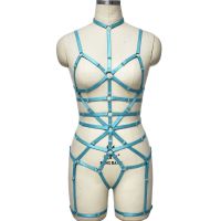 【cw】 Hollow Harness Adjustable Bondage Stockings Leg Garter Set Goth Bodysuit 1