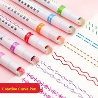 Kawaii Flowers Line Shaped Highlighter Pen Handbook Marker Roller Tip Curve Liner Journaling Creative Drawing DIY Statio-Yuerek