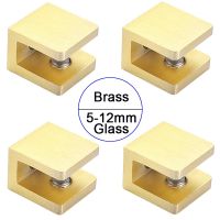 Top Quality 4PCS Solid Pure Brass Gold Glass Clamps Clips Acrylic Board Glass Fixed Holder Brackets for 5 12mm Glass No Drilling