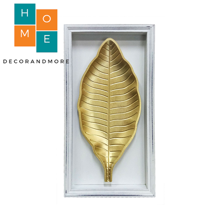 Decorandmore Wooden Leaf 3D Carved Wall Frame Display for Home & Living