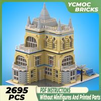 Ycmocbricks Moc บล็อกตัวต่อรูปแบบวิวถนนของโรงแรมพร้อมสระว่ายน้ำ10214ของเล่นอิฐทำด้วยตนเองเทคโนโลยีสำหรับของขวัญเด็กสำหรับเด็ก