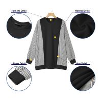 ZANZEA Women Stripe Patchwork Long Sleeve Casual Fashion Irregular Splicing Autumn Black Blouse