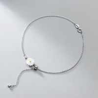 White Daisy Anklet 925 Silver Foot Chain Decorations Sterling Bracelet On The Leg Female Jewelry 2021 Summer Woman Long 29CM