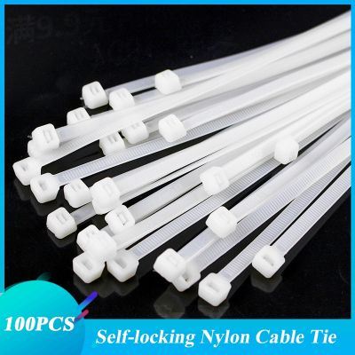 Cable Ties Self-Locking Plastic Nylon Ties White Organiser Tighten Cables Wire Cable Zip Ties